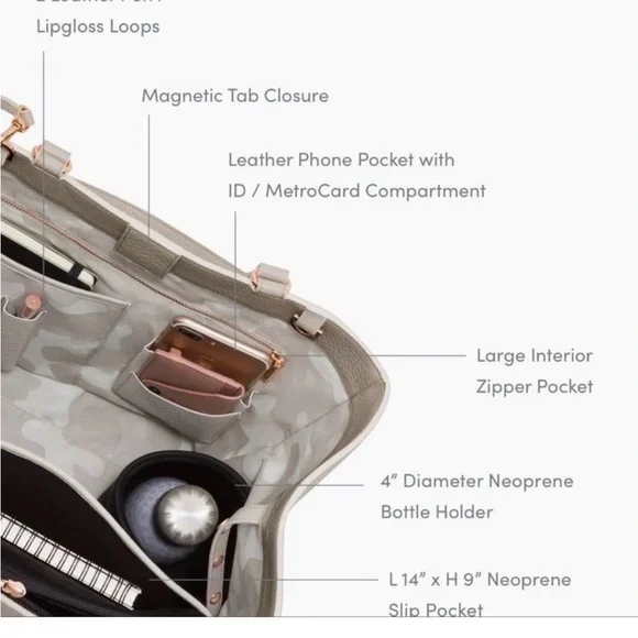 Dagne Dover Allyn Large Cream Tote Bag in bone color - Picture 6 of 14